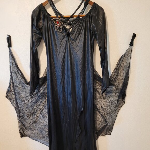 Spirit Halloween Black Widow Costume Dress Long Sleeves Pullover Style - Picture 1 of 4